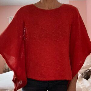 Zara red knit top with swing sleeves